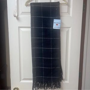 Roca Home Throw Blanket Made In Portugal Cotton Blend Black Plaid 50x67” NWT